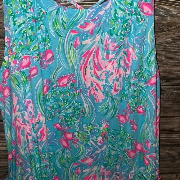 Lilly Pulitzer Kristen Flounce Amalfi Blue Best Fishes Sleeveless Size Large - Picture 7 of 11